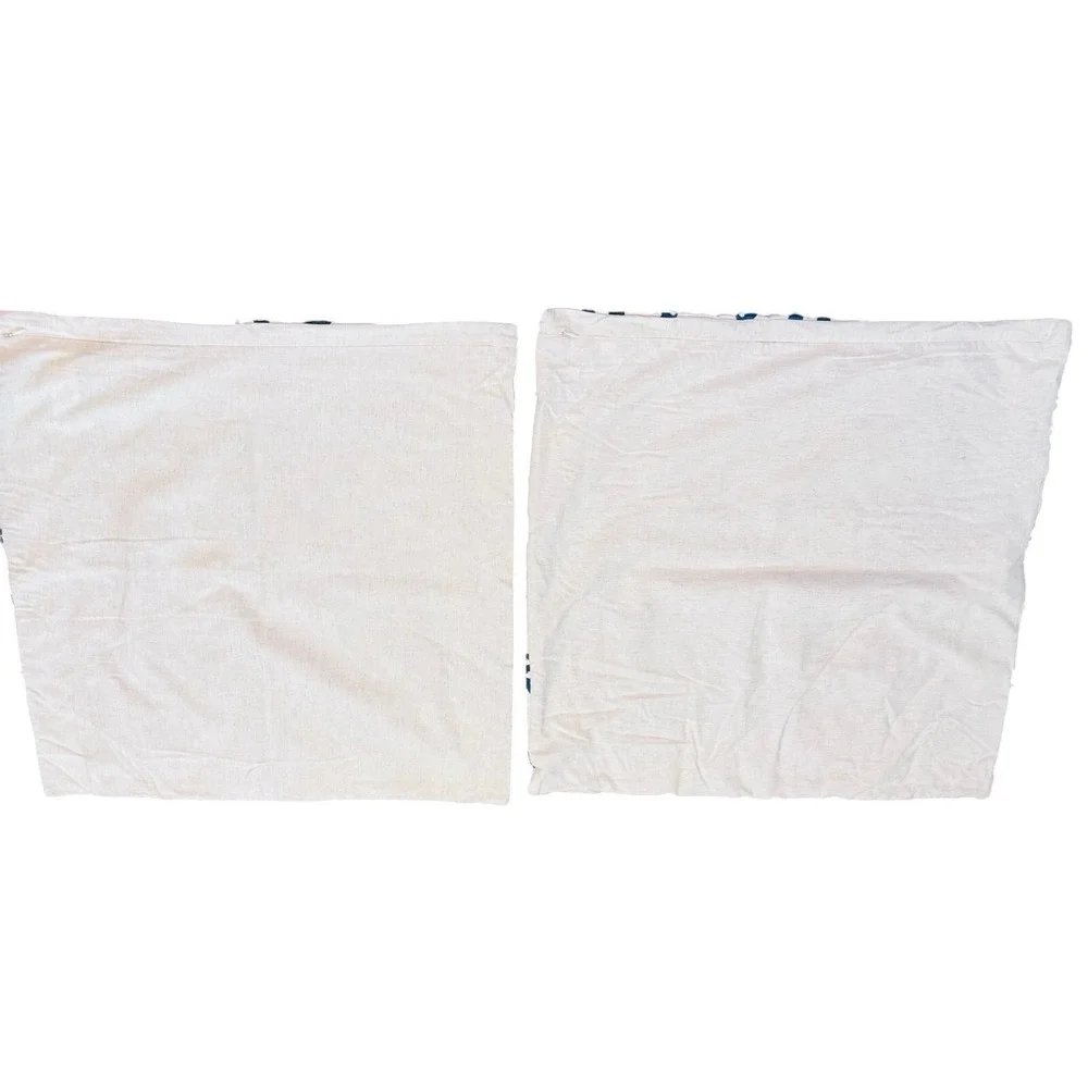 Pottery Barn Pillow Shams 24x24 Set of 2 Cotton Linen Blue White‎ Bauble Dots